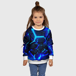 Свитшот детский Яркие голубые неоновые плиты в разломе, цвет: 3D-белый — фото 2