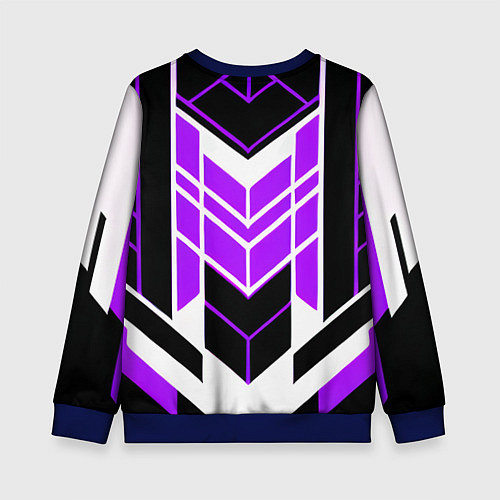 Детский свитшот Purple and black stripes on a white background / 3D-Синий – фото 2