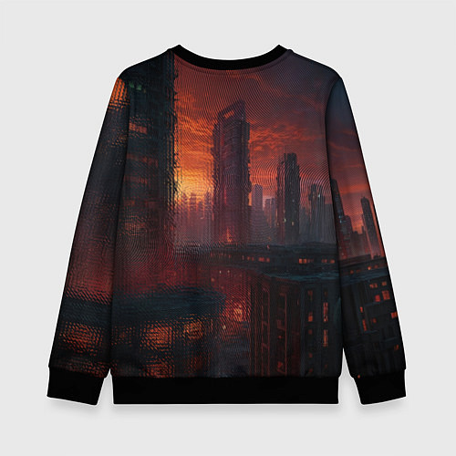Детский свитшот Футуристичный вечерний пейзаж / 3D-Черный – фото 2