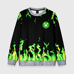 Свитшот детский Minecraft green flame, цвет: 3D-меланж