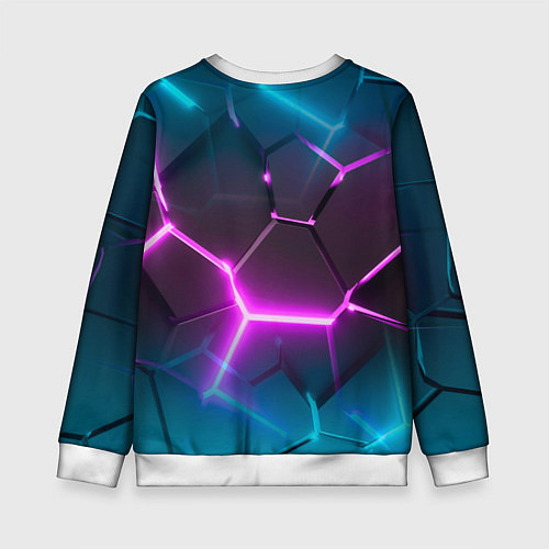 Детский свитшот Голубые и розовые неоновые плиты в разломе / 3D-Белый – фото 2