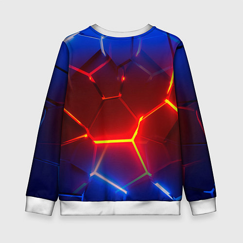 Детский свитшот Светящиеся лавой неоновые плиты в разломе / 3D-Белый – фото 2