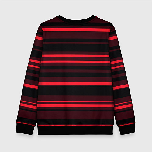 Детский свитшот Тёмный красный в яркую полоску / 3D-Черный – фото 2