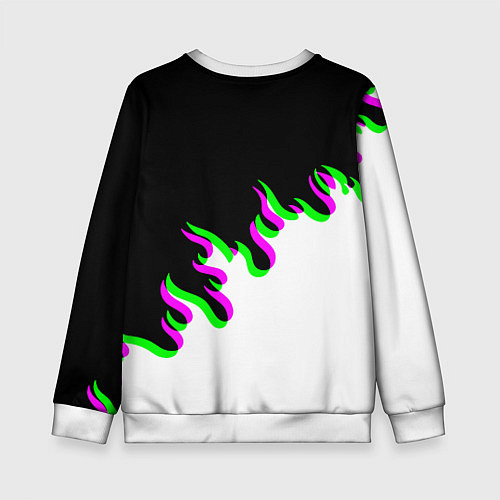 Детский свитшот Doom logo fire demon / 3D-Белый – фото 2