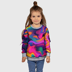Свитшот детский Неоновые формы, цвет: 3D-меланж — фото 2