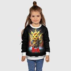 Свитшот детский Рок звезда Пикачу с электрогитарой, цвет: 3D-белый — фото 2