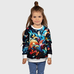 Свитшот детский Бабочки и цветы в ночи - фантазия, цвет: 3D-белый — фото 2