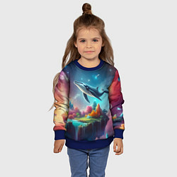 Свитшот детский Космический кит - нейросеть, цвет: 3D-синий — фото 2