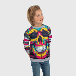 Свитшот детский Граффити черепа - нейросеть, цвет: 3D-меланж — фото 2