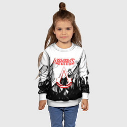 Свитшот детский Assassins Creed огненное лого гейм, цвет: 3D-белый — фото 2