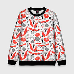 Свитшот детский Лисий узор, цвет: 3D-черный