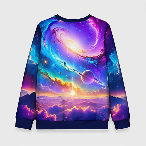 Детский свитшот Космос в неоновых тонах / 3D-Синий – фото 2