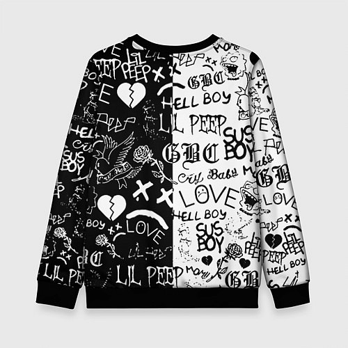 Детский свитшот Lii Peep pattern rap / 3D-Черный – фото 2