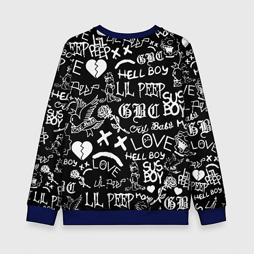Детский свитшот Lil Peep pattern автографы лого / 3D-Синий – фото 2