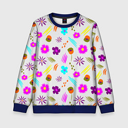 Свитшот детский Яркий цветочный узор-паттерн, цвет: 3D-синий