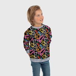 Свитшот детский Funny bunny color graffiti pattern, цвет: 3D-меланж — фото 2
