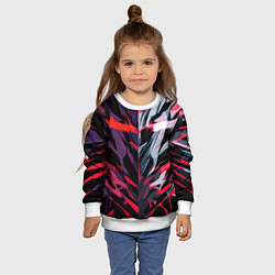 Свитшот детский Хаотичная чёрно-красная абстракция, цвет: 3D-белый — фото 2