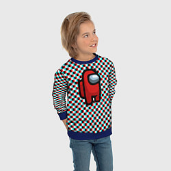 Свитшот детский Among us шахматка, цвет: 3D-синий — фото 2