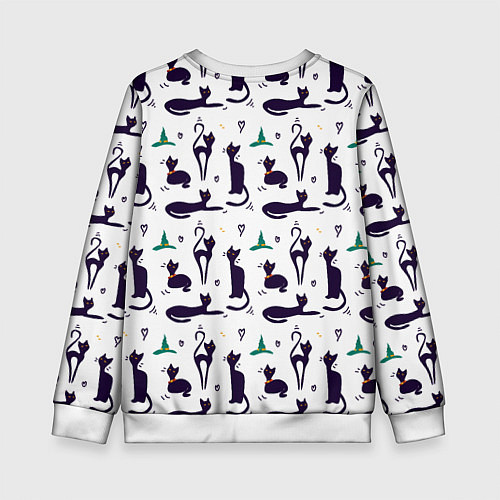 Детский свитшот Узор из черных магических кошек / 3D-Белый – фото 2