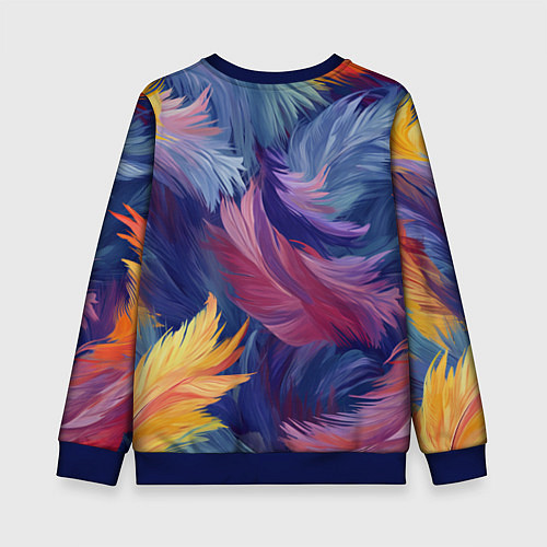 Детский свитшот Радужные перья / 3D-Синий – фото 2
