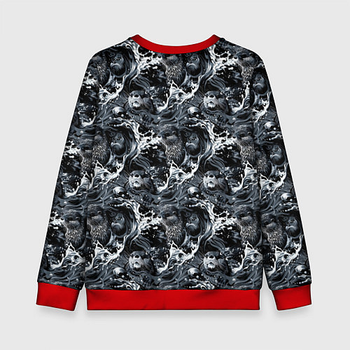 Детский свитшот Выдры купаются в речке - паттерн / 3D-Красный – фото 2