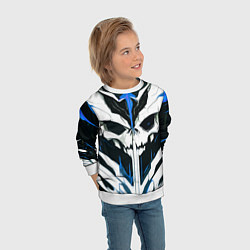 Свитшот детский Абстрактный белый череп и синие полосы, цвет: 3D-белый — фото 2