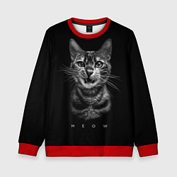 Свитшот детский Cat meow black and white - big picture, цвет: 3D-красный
