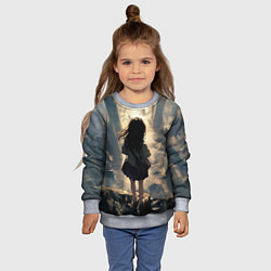 Свитшот детский Девушка и город, цвет: 3D-меланж — фото 2