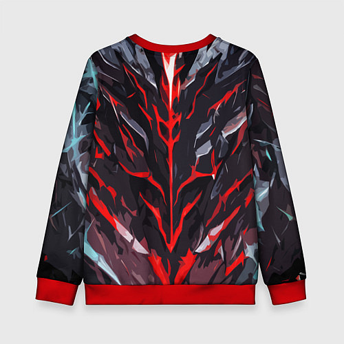 Детский свитшот Красные адские полосы на чёрном фоне / 3D-Красный – фото 2