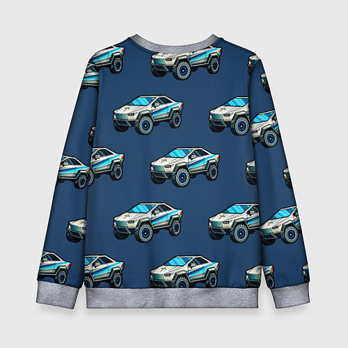 Детский свитшот Тесла киберпанк паттерн с машинками / 3D-Меланж – фото 2