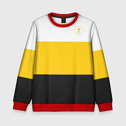 Детский свитшот Сокрушу пред ним врагов его крест желтый