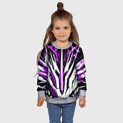 Свитшот детский Чёрный фон, фиолетово-белая абстракция, цвет: 3D-меланж — фото 2
