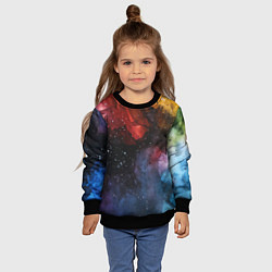 Свитшот детский Акварельная цветная абстракция, цвет: 3D-черный — фото 2
