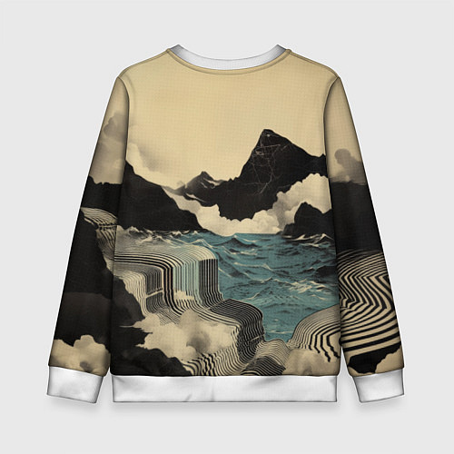 Детский свитшот Ретро пейзаж в Японском стиле / 3D-Белый – фото 2