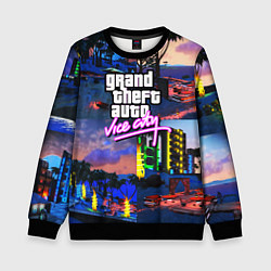 Свитшот детский GTA vice city коллаж, цвет: 3D-черный