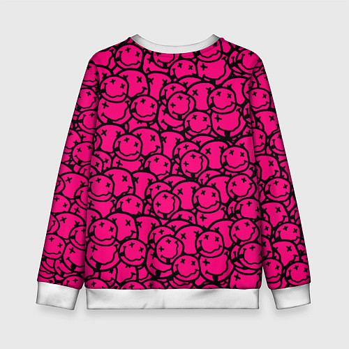 Детский свитшот Nirvana pink logo / 3D-Белый – фото 2