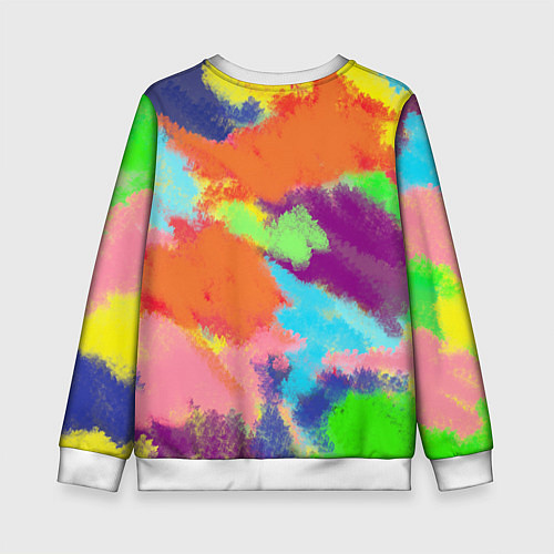 Детский свитшот Яркие пятна мелками - текстура / 3D-Белый – фото 2