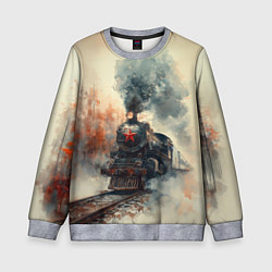 Свитшот детский Ретро паровоз с красной звездой, цвет: 3D-меланж