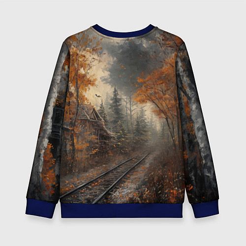 Детский свитшот Ретро иллюстрация с паровозом / 3D-Синий – фото 2