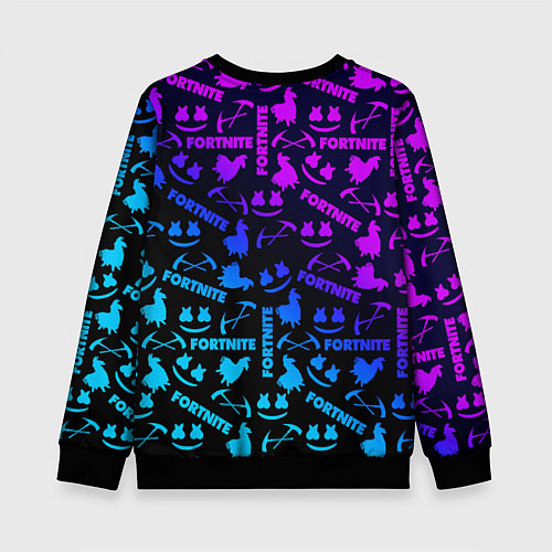 Детский свитшот Фортнайт неон / 3D-Черный – фото 2