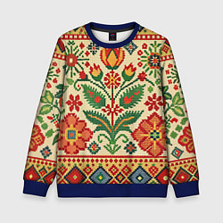 Свитшот детский Славянский узор и орнамент, цвет: 3D-синий