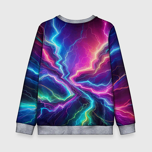 Детский свитшот Tyrannosaur DJ - neon glow / 3D-Меланж – фото 2