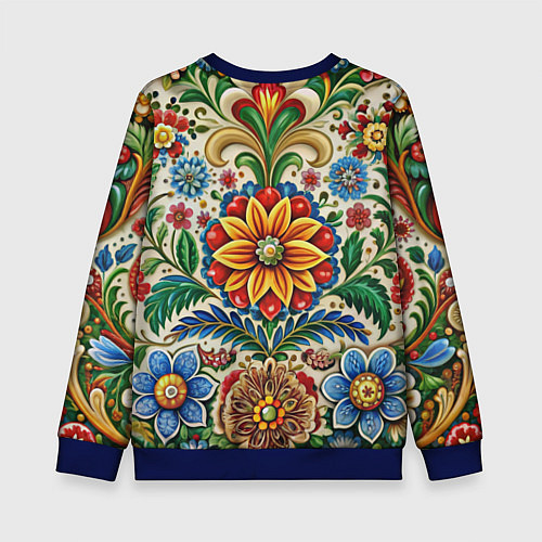 Детский свитшот Русские классические узоры и орнамент / 3D-Синий – фото 2
