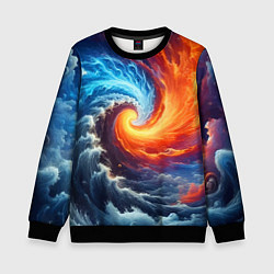 Свитшот детский Столкновение двух стихий - инь янь, цвет: 3D-черный