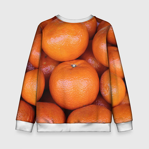 Детский свитшот Много мандаринов и апельсинов - паттерн / 3D-Белый – фото 2