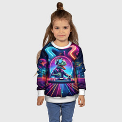 Свитшот детский Dino DJ - neon glow, цвет: 3D-белый — фото 2