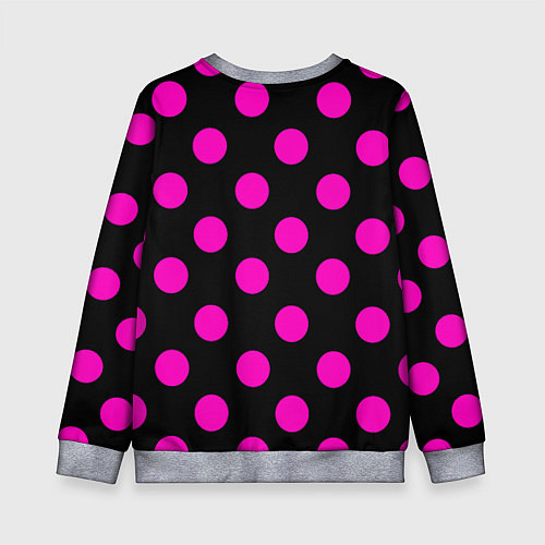 Детский свитшот Эмо эстетика - черно розовый горох / 3D-Меланж – фото 2
