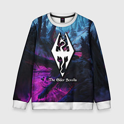 Свитшот детский Skyrim game steel, цвет: 3D-белый