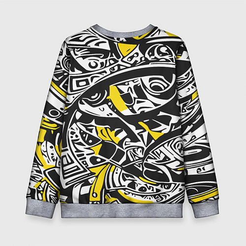 Детский свитшот Черно-желтый орнамент / 3D-Меланж – фото 2