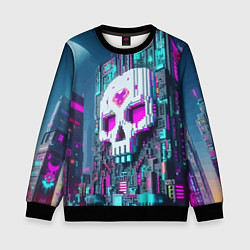 Свитшот детский Skull Minecraft - ai art fantasy, цвет: 3D-черный